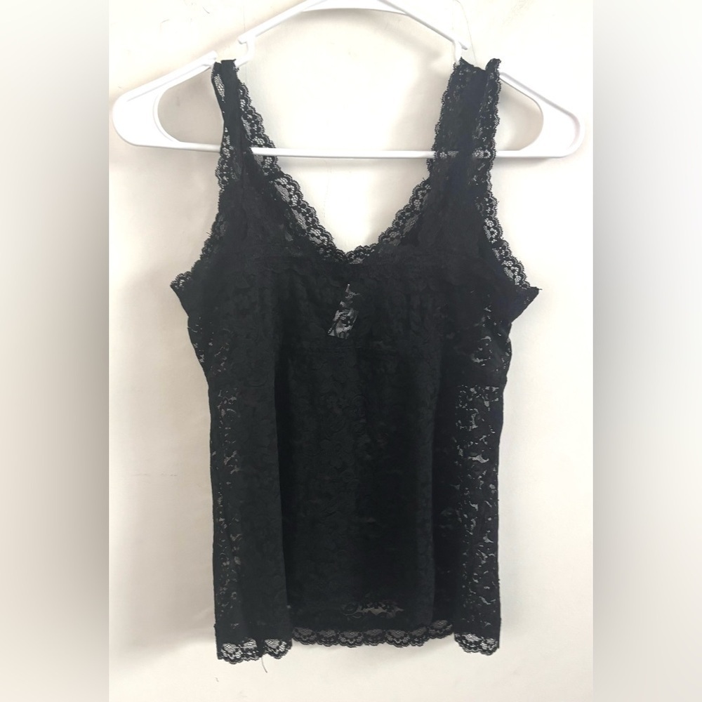 Torrid Womens Lace Cami Tank Top Sz M Black Whimsigoth Babydoll Floral Sheer - Picture 3 of 5